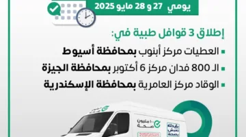 الصحة تُنظم 3 قوافل طبية مجانية في ثلاث مناطق.