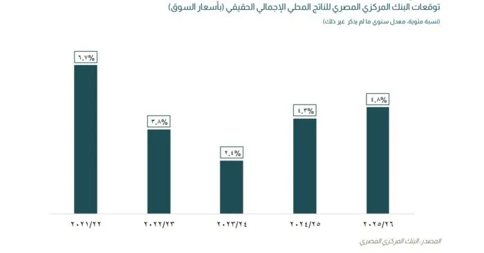 المركزي يعلن: توقعات بنمو 4.8% للاقتصاد المصري في السنة المالية المقبلة المركزي يعلن: توقعات بنمو 4.8% للاقتصاد المصري في السنة المالية المقبلة