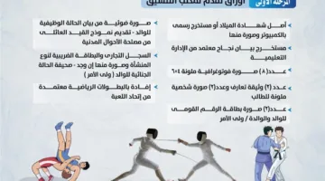 المستندات اللازمة للتسجيل في المدارس الرياضية العسكرية للسنة الدراسية 2025-2026