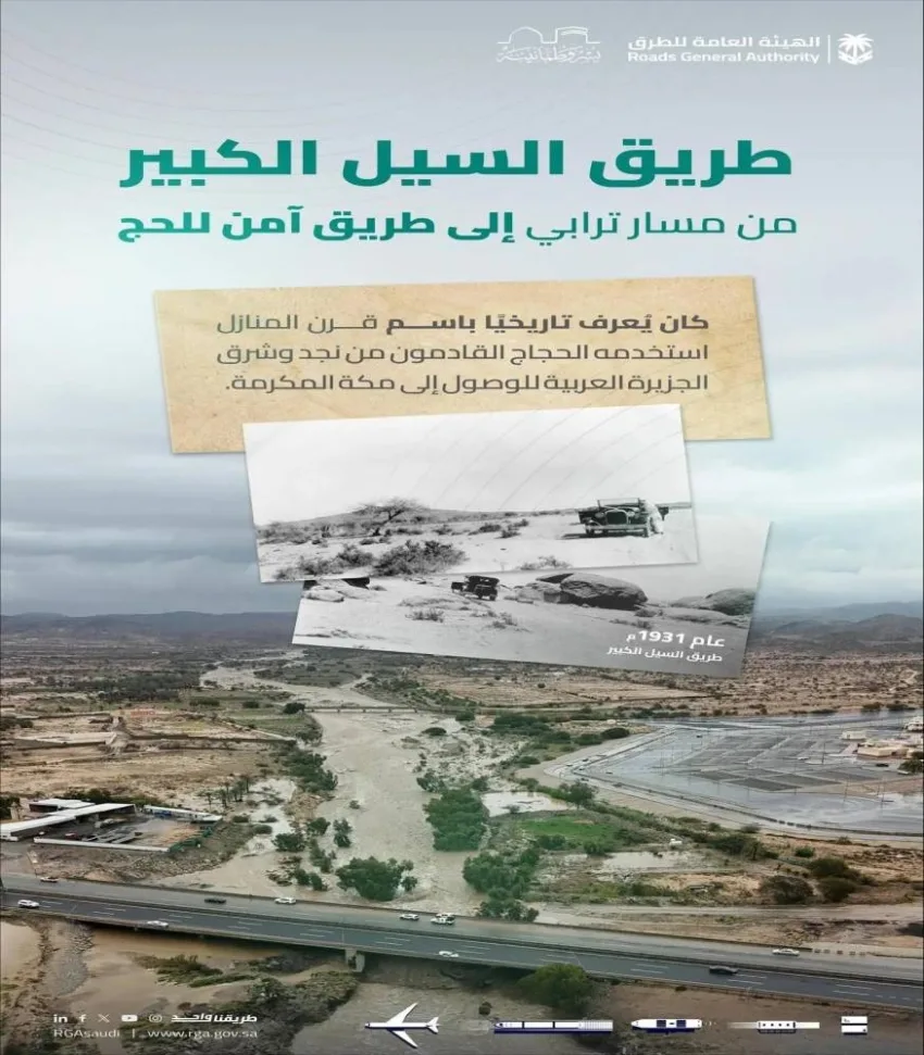 الهيئة العامة للطرق: طريق السيل الكبير.. مسار عريق للحج من نجد إلى مكة المكرمة الهيئة العامة للطرق: طريق السيل الكبير.. مسار عريق للحج من نجد إلى مكة المكرمة