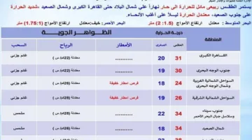 بالصور: توقعات الطقس ليوم الغد – حرارة نهارية ومعتدلة ليلاً في معظم المناطق، والعظمى في القاهرة 31 درجة.
