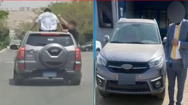 بيحتفل بعيد ميلاد ابنه.. كشف ملابسات جلوس صغار أعلى سقف سيارة بالقليوبية