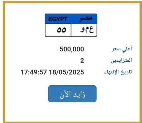تجاوزت 500 ألف جنيه: المرور يعلن عن مزاد على لوحة سيارة فريدة في هذا التاريخ تجاوزت 500 ألف جنيه: المرور يعلن عن مزاد على لوحة سيارة فريدة في هذا التاريخ
