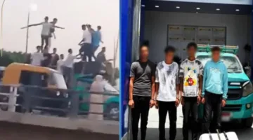 تحقيق حول حادثة صعود مسلحين بسكاكين على سيارة وتعطيل حركة المرور.