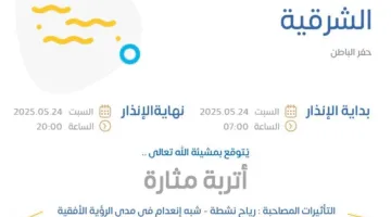 توقعات الطقس اليوم في المنطقة الشرقية: تحذير برتقالي في حفر الباطن