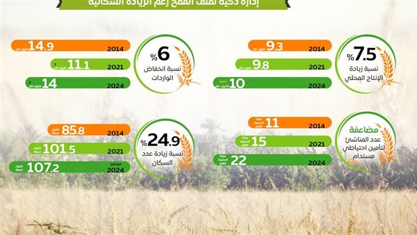 جهود الدولة لتعزيز الإنتاج المحلي من القمح وتأمين مخزونه.. إنفوجراف