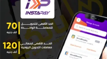 حدود تحويل الأموال من خلال تطبيق إنستاباي | رسم بياني معلوماتي