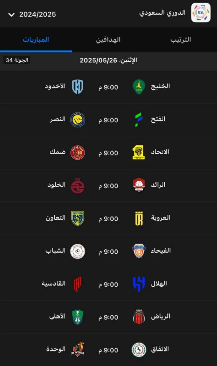 دوري روشن: غدًا (9) مباريات في الجولة النهائية دوري روشن: غدًا (9) مباريات في الجولة النهائية