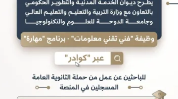 ديوان الخدمة يعلن بدء التسجيل لبرنامج “مهارة”