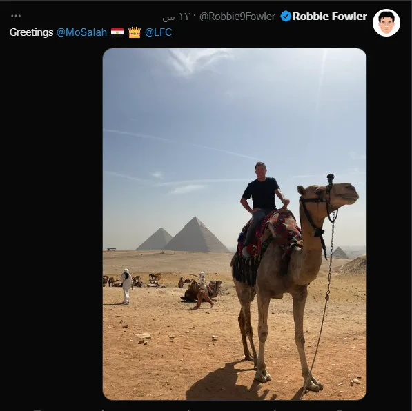 روبي فاولر أسطورة ليفربول يزور أهرامات الجيزة.. ويعلق: تحياتي لمحمد صلاح