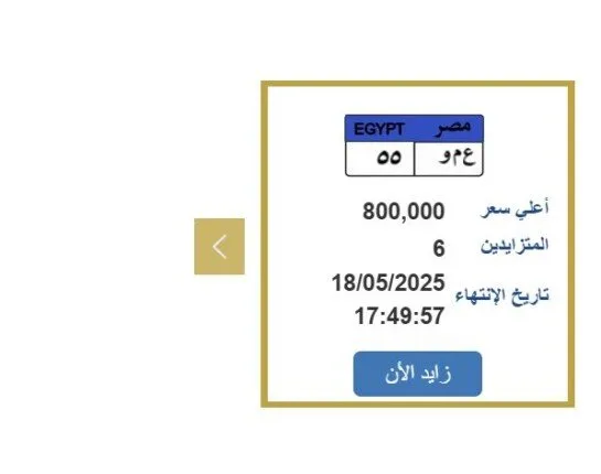 سعرها يلامس المليون جنيه.. المنافسة على لوحة سيارة فريدة تنتهي قريباً سعرها يلامس المليون جنيه.. المنافسة على لوحة سيارة فريدة تنتهي قريباً