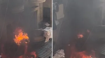 شاهد: حريق ضخم يندلع في مخزن محل “كنافة وبسبوسة” بالدقهلية