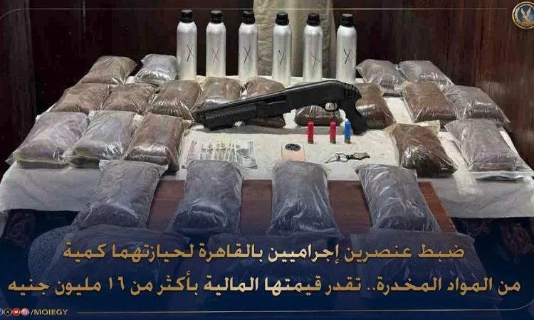 ضبط عنصرين إجراميين لحيازتهما مواد مخدرة قيمتها أكثر من 16 مليون جنيه