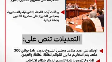 عاجل | تفاصيل تغيير قانون مجلس الشيوخ: انتخاب 300 مقعد عبر القوائم المغلقة والمناطق الفردية.