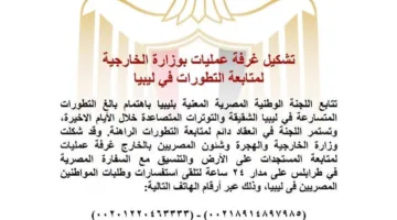 غرفة للتواصل في وزارة الخارجية لمعالجة استفسارات وطلبات المواطنين المصريين في ليبيا
