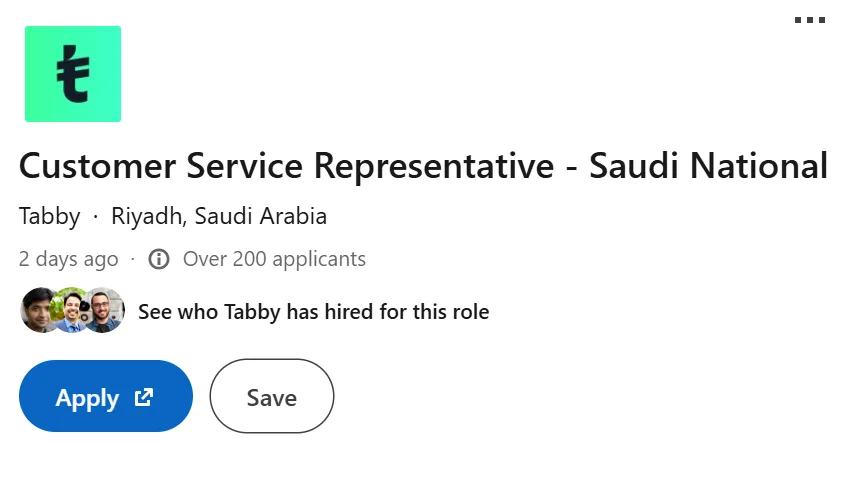 فرص عمل جديدة من شركة تابي في الرياض .. التفاصيل ورابط التقديم متاح هنا فرص عمل جديدة من شركة تابي في الرياض .. التفاصيل ورابط التقديم متاح هنا