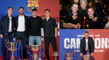 فيديو – حفل عشاء تكريمي لفريق برشلونة الأول