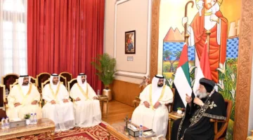 قداسة البابا تواضروس يستقبل ولي عهد الفجيرة في الإمارات