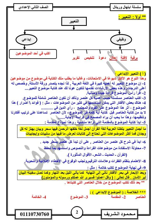 كيفية كتابة موضوع تعبير للصف الثالث الإعدادي.. درجاتك في متناول يدك كيفية كتابة موضوع تعبير للصف الثالث الإعدادي.. درجاتك في متناول يدك
