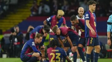 لاعب برشلونة يغادر مباراة إنتر ميلان مصابًا في دوري أبطال أوروبا