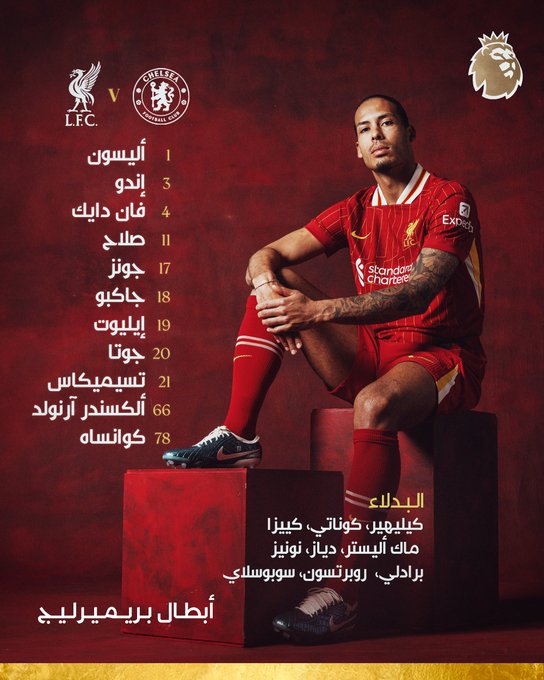 محمد صلاح يقود تشكيل ليفربول لمواجهة تشيلسي في بطولة الدوري الإنجليزي