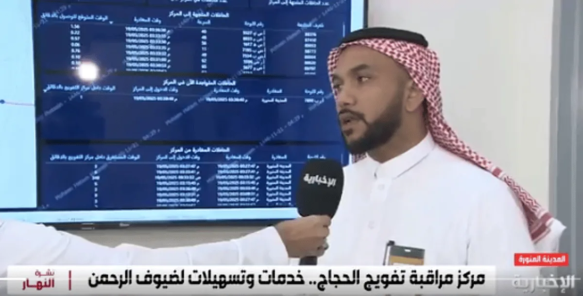 مركز رصد حركة الحجاج: أكثر من 6000 حافلة نقلت 253 ألف حاج من المدينة إلى مكة حتى الآن مركز رصد حركة الحجاج: أكثر من 6000 حافلة نقلت 253 ألف حاج من المدينة إلى مكة حتى الآن