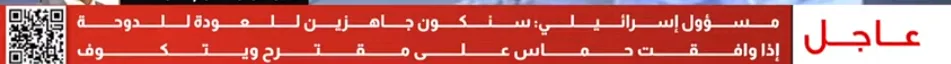 مسؤول إسرائيلي: سنكون مستعدين للعودة إلى الدوحة إذا قبلت حماس الاقتراح الذي قدّمه ويتكوف. مسؤول إسرائيلي: سنكون مستعدين للعودة إلى الدوحة إذا قبلت حماس الاقتراح الذي قدّمه ويتكوف.
