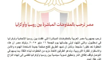 مصر تدعم استئناف الحوار المباشر بين روسيا وأوكرانيا