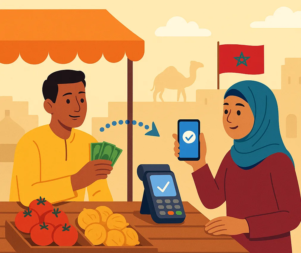 من النقد إلى الرقمية: المغرب يتخذ خطوات جريئة نحو اقتصاد رقمي يبدأ من التجار الصغار. من النقد إلى الرقمية: المغرب يتخذ خطوات جريئة نحو اقتصاد رقمي يبدأ من التجار الصغار.