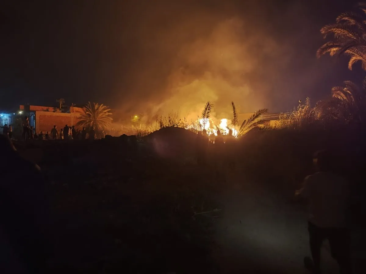 نفوق 6 أبقار و4 خرفان في حريق بحظائر ماشية بمدينة الصف بالجيزة