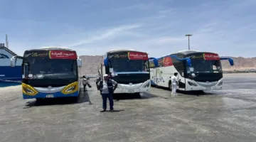نويبع تستقبل أول مجموعات الحجاج عبر البر.. جهود كبيرة لتسهيل رحلتهم