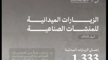 وزارة الصناعة تقوم بـ 1,333 جولة تفقدية على المنشآت الصناعية خلال شهر أبريل