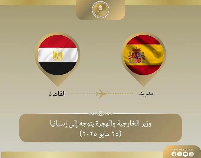 وزير الخارجية والهجرة يتوجه إلى مدريد لحضور الاجتماع الوزاري لمجموعة مدريد المعنية بالقضية الفلسطينية. وزير الخارجية والهجرة يتوجه إلى مدريد لحضور الاجتماع الوزاري لمجموعة مدريد المعنية بالقضية الفلسطينية.
