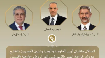 وزير الخارجية والهجرة يجري اتصالين هاتفيين مع وزيري خارجية الهند وباكستان