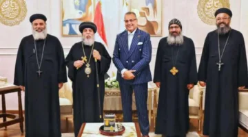 أسقف جنوب سيناء ووفد من كاتدرائية السيمائيين يعربون عن تهانيهم للمحافظ بمناسبة عيد الأضحى المبارك