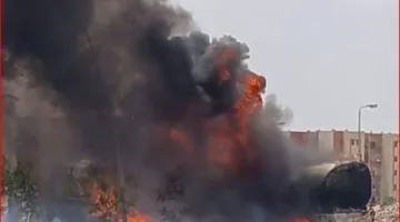 إصابة 4 أشخاص، من بينهم رجال إطفاء، في حريق بمركز وقود بمدينة العاشر من رمضان.