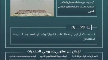 احباط محاولة تهريب 18 كجم من الحشيش و26550 قرصًا مخدرًا في الدائر