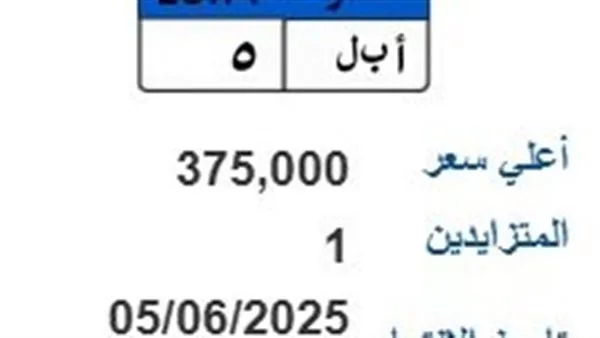 بلغت 375 ألف جنيه.. عرض لوحة سيارة فريدة “أ ب ل-5” للبيع بالمزاد بلغت 375 ألف جنيه.. عرض لوحة سيارة فريدة “أ ب ل-5” للبيع بالمزاد