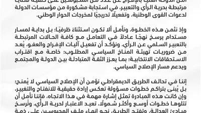 تحالف الطريق الديمقراطي يعبر عن ترحيبه بقرار المحكمة العليا بالإفراج عن مجموعة من السجناء. تحالف الطريق الديمقراطي يعبر عن ترحيبه بقرار المحكمة العليا بالإفراج عن مجموعة من السجناء.