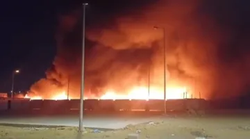 تحركات مكثفة للسيطرة على حريق سوق الخير في مدينة الشروق