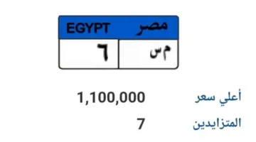 مزاد لبيع لوحة سيارة فريدة بثمن 1.1 مليون جنيه