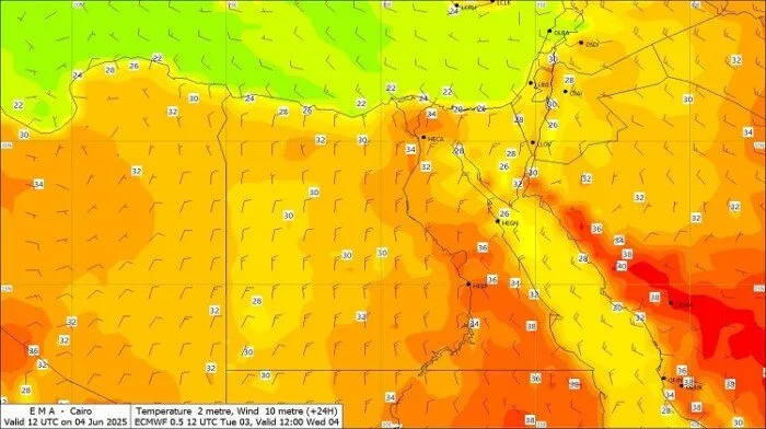 طقس حار.. الأرصاد الجوية توضح حالة الطقس في مصر يوم الأربعاء 4 يونيو 2025 طقس حار.. الأرصاد الجوية توضح حالة الطقس في مصر يوم الأربعاء 4 يونيو 2025