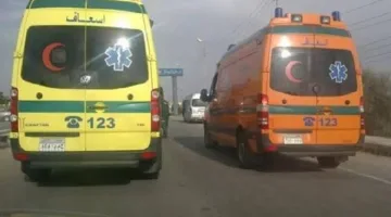 خمسة مصابين في حادث انقلاب حافلة صغيرة على طريق أسيوط الصحراوي