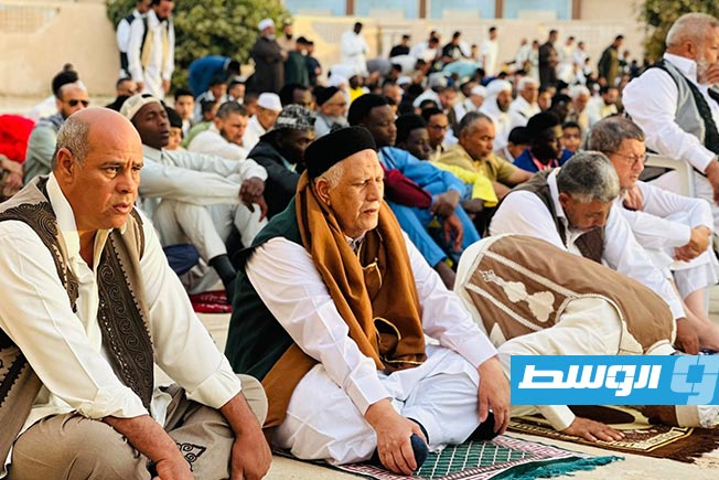 لقطة من صلاة العيد في مسجد بن همال في سرت، 6 يونيو 2025. (الإنترنت)
