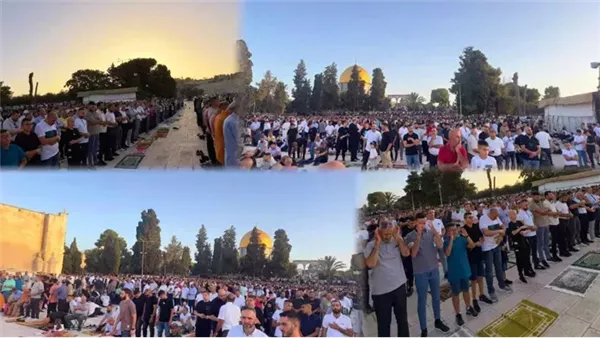 آلاف الفلسطينيين يحتفلون بعيد الأضحى في المسجد الأقصى المبارك. آلاف الفلسطينيين يحتفلون بعيد الأضحى في المسجد الأقصى المبارك.