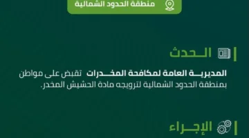اعتقال مواطن في الحدود الشمالية بتهمة ترويج الحشيش المخدر
