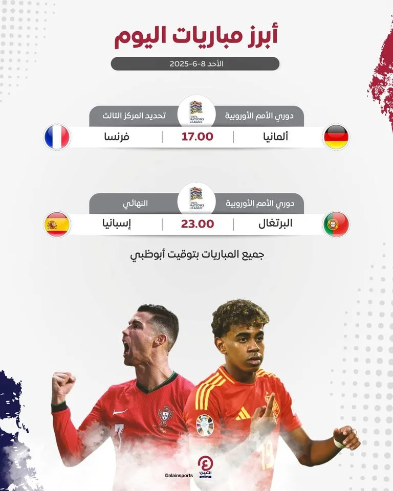 مواعيد مباريات يوم الأحد 8 يونيو 2025 والقنوات التي ستنقلها مواعيد مباريات يوم الأحد 8 يونيو 2025 والقنوات التي ستنقلها