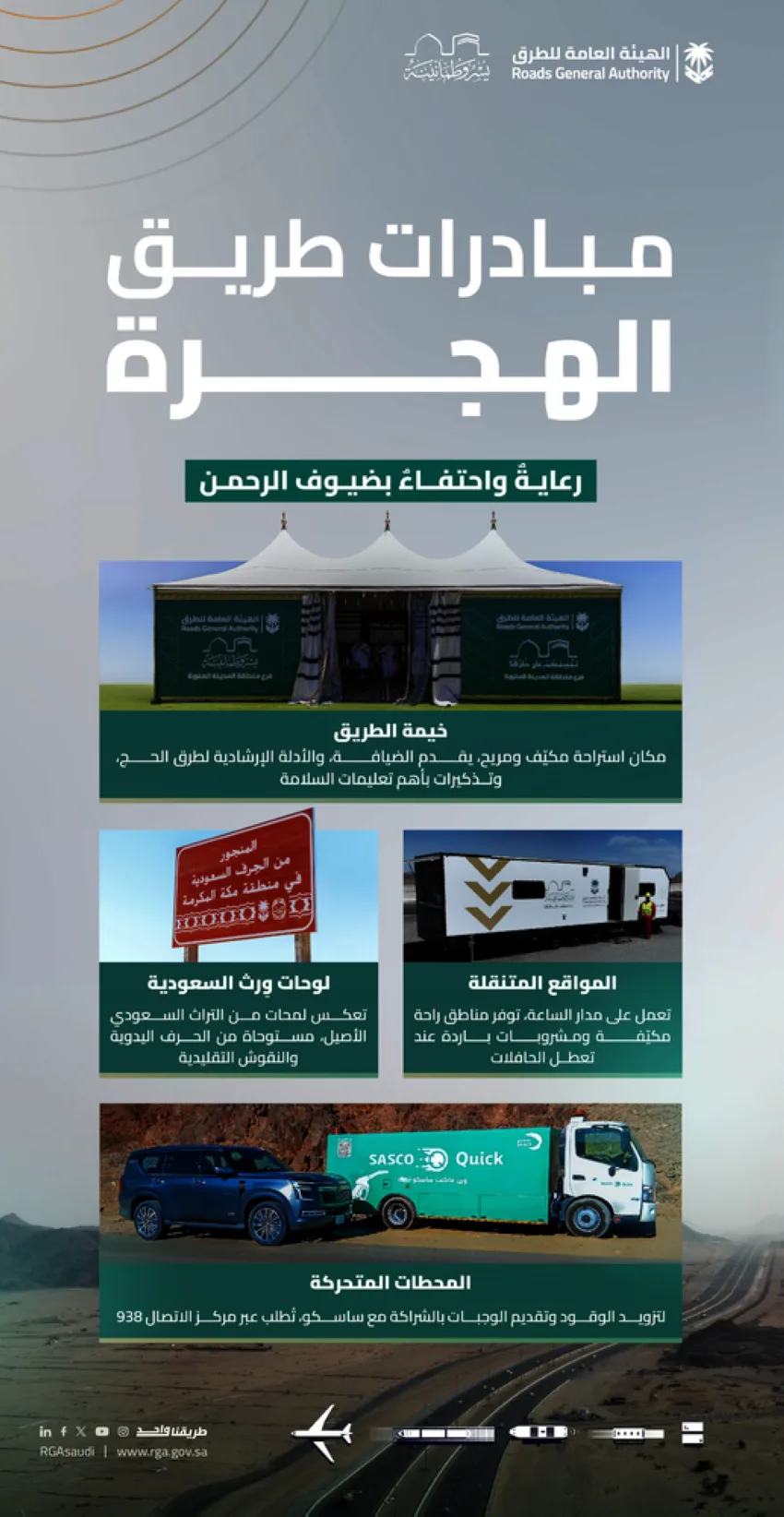 الهيئة العامة للمواصلات: طريق الهجرة يشهد انطلاق مبادرات جديدة لدعم الحجاج