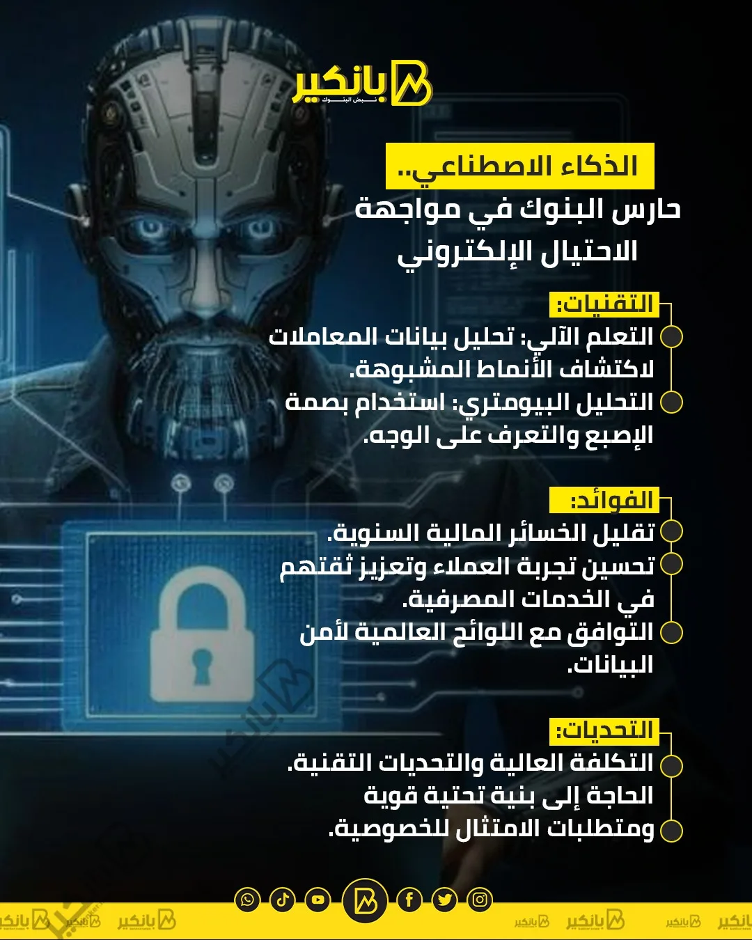 الذكاء الاصطناعي: درع البنوك ضد الاحتيال الإلكتروني | إنفوجراف الذكاء الاصطناعي: درع البنوك ضد الاحتيال الإلكتروني | إنفوجراف