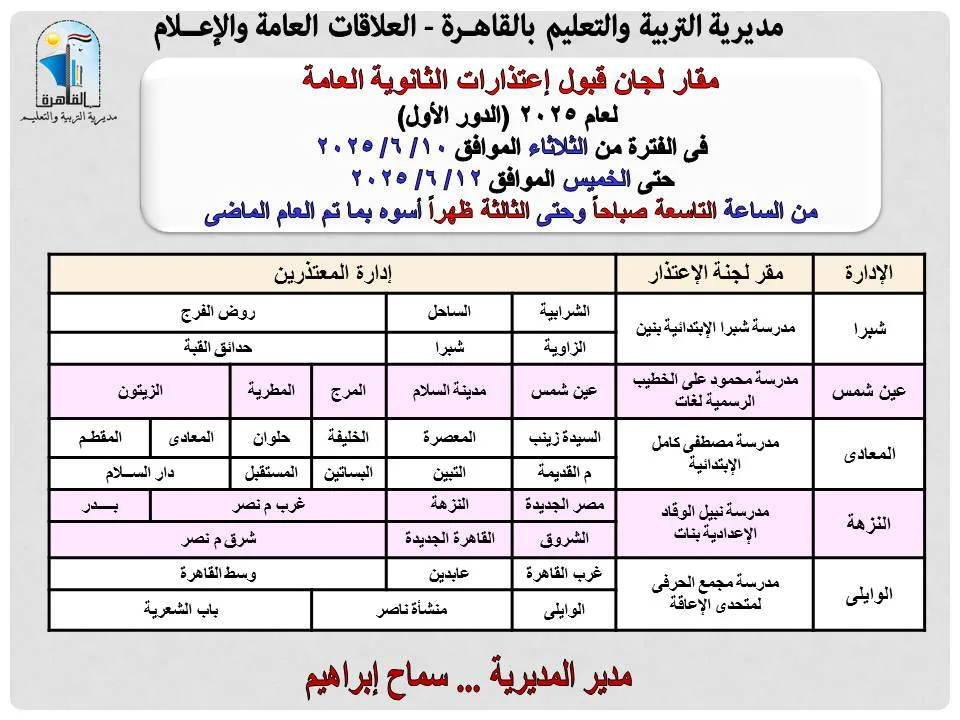 تنطلق غداً.. نشر مواقع قبول اعتذارات معلمي الثانوية العامة في القاهرة والجيزة تنطلق غداً.. نشر مواقع قبول اعتذارات معلمي الثانوية العامة في القاهرة والجيزة
